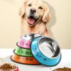 Stainless steel dog bowl; color anti-skid dog bowl; cat bowl - 26cm - Pink Cartoon