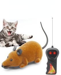 Remote control electric mouse for pet toys; simulation electric mouse; battery replaceable; cat toy - dark brown - Tuba