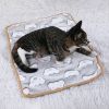 Warming Pet Pad Cartoon Paw Print Cat Warm Bed Plush Sleeping Pad For Small Puppy Dogs Kitten - L