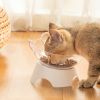 Pet Feeding Bowl Cat Ear Shape Feeding Bowl Neck Protection Bowl - White