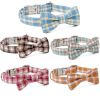 Plaid Dog Collar with Bow Pet Gift Adjustable Soft and Comfy Bowtie Collars for Small Medium Large Dogs - Style 4 - XS 1.0x30cm