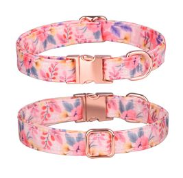 Sunflower pet collar cotton breathable dog collar pet supplies wholesale - Pink - S width 1.5 adjustment 26-42cm