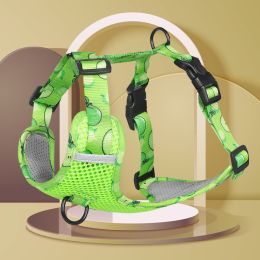 dog Harnesses; New style dog chest strap vest type big dog chest strap explosion-proof flush walking dog rope reflective pet traction rope - green - X