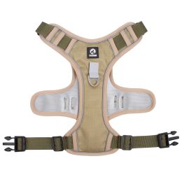 dog Harnesses; Cross border New Pet Towing Rope Vest Large Dog Chest Strap Reflective Explosion proof Flushing Dog Towing Rope - Khaki - M