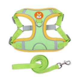 dog Harnesses and dog leash set; Pet Chest Strap Vest Dog Strap Small Dog Rope Wholesale Reflective Dog Towing Rope - green - M