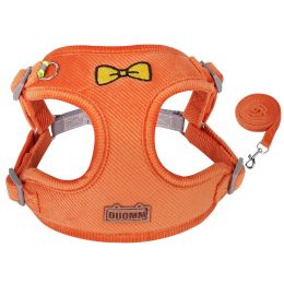 dog Harnesses and dog leash set; Pet Traction Rope Vest Pet Chest Strap Small and Medium Dog Strap Reflective Dog Walking Rope Wholesale - orange - S