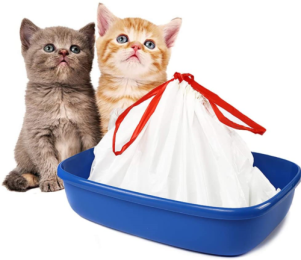 Free shipping Cat Litter Box Liners large with Drawstrings Scratch Resistant Bags - white