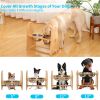 Elevated Dog Bowls for Medium Large Sized Dogs, Adjustable Heights Raised Dog Feeder Bowl with Stand for Food & Water - Wood