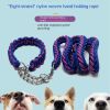 Eight-strand nylon braided dog collar leash dog chain impact blasting chain pet leash - blue - L