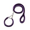 Eight-strand nylon braided dog collar leash dog chain impact blasting chain pet leash - Blue and black - S