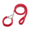 Eight-strand nylon braided dog collar leash dog chain impact blasting chain pet leash - Red - S