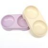 Wheat straw pet double bowl dog bowl cats dogs drinking and eating dual-use meal bowl - purple - Shuangwan of wheat