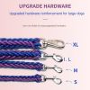 Eight-strand nylon braided dog collar leash dog chain impact blasting chain pet leash - Red and blue - L