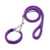 Eight-strand nylon braided dog collar leash dog chain impact blasting chain pet leash - purple - S