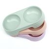 Wheat straw pet double bowl dog bowl cats dogs drinking and eating dual-use meal bowl - Pink - Shuangwan of wheat