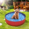 Foldable Pet Swimming Pool PVC Kiddie Baby Dog Swim Pool Bathing Tub Playmat Kids Pools - Red