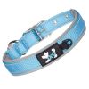 Pet dog collar; diving cloth reflective nylon collar; medium and large dog collar - Black ribbon: dark blue - M 2.5*(38-48)CM