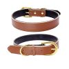 Genuine Leather Dog Collar; Wide Dog Collar; Soft Padded Breathable Adjustable Tactical Waterproof Pet Collar - Brown - M 42*2.0cm