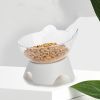 Pet Feeding Bowl Cat Ear Shape Feeding Bowl Neck Protection Bowl - White