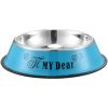 Stainless steel dog bowl; color anti-skid dog bowl; cat bowl - 22cm - Blue cartoon