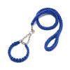 Eight-strand nylon braided dog collar leash dog chain impact blasting chain pet leash - blue - M