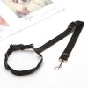 Solid Color 2 In 1 Pet Car Seat Belt Nylon Lead Leash Backseat Safety Belt Adjustable For Dog & Cat - Army Green