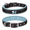 Pet dog collar; diving cloth reflective nylon collar; medium and large dog collar - Black ribbon: light blue - XL 2.5*(58-68)CM