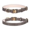 Leather dog collar; Leather Dog Collar Soft Padded Breathable Adjustable Tactical Pet Collar with Durable Metal Buckle for Small Medium Large Dogs - L