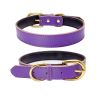 Genuine Leather Dog Collar; Wide Dog Collar; Soft Padded Breathable Adjustable Tactical Waterproof Pet Collar - purple - XS 30*1.5cm