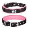 Pet dog collar; diving cloth reflective nylon collar; medium and large dog collar - Black ribbon: pink - XL 2.5*(58-68)CM