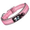 Pet dog collar; diving cloth reflective nylon collar; medium and large dog collar - Black ribbon: dark blue - L 2.5*(48-58)CM