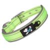 Pet dog collar; diving cloth reflective nylon collar; medium and large dog collar - Color ribbon: green - S 2.0*(28-38)CM