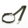 Solid Color 2 In 1 Pet Car Seat Belt Nylon Lead Leash Backseat Safety Belt Adjustable For Dog & Cat - Army Green