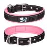 Pet dog collar; diving cloth reflective nylon collar; medium and large dog collar - Black ribbon: pink - S 2.0*(28-38)CM