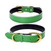 Genuine Leather Dog Collar; Wide Dog Collar; Soft Padded Breathable Adjustable Tactical Waterproof Pet Collar - green - XS 30*1.5cm