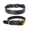 Genuine Leather Dog Collar; Wide Dog Collar; Soft Padded Breathable Adjustable Tactical Waterproof Pet Collar - black - XS 30*1.5cm