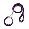 Eight-strand nylon braided dog collar leash dog chain impact blasting chain pet leash - purple - L