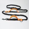 Hands Free Dog Leash for Medium and Large Dogs - Durable Dual Handle Waist Leash with Reflective Bungee for Running; Walking; Training; Hiking - Orang