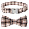 Plaid Dog Collar with Bow Pet Gift Adjustable Soft and Comfy Bowtie Collars for Small Medium Large Dogs - Style 5 - S 2.0x40cm