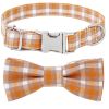 Plaid Dog Collar with Bow Pet Gift Adjustable Soft and Comfy Bowtie Collars for Small Medium Large Dogs - Style 5 - S 2.0x40cm