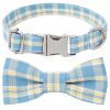 Plaid Dog Collar with Bow Pet Gift Adjustable Soft and Comfy Bowtie Collars for Small Medium Large Dogs - Style 5 - L 3.0x60cm