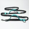 Hands Free Dog Leash for Medium and Large Dogs - Durable Dual Handle Waist Leash with Reflective Bungee for Running; Walking; Training; Hiking - Aqua