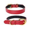 Genuine Leather Dog Collar; Wide Dog Collar; Soft Padded Breathable Adjustable Tactical Waterproof Pet Collar - Rose red - M 42*2.0cm