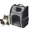 FluffyDream Pet Carrier Backpack for Large/Small Cats and Dogs, Puppies, Safety Features and Cushion Back Support for Travel, Hiking, Outdoor Use, Bla