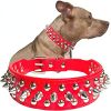 Adjustable Microfiber Leather Spiked Studded Dog Collar with a Squeak Ball Gift for Small Medium Large Pets Like Cats/Pit Bull/Bulldog/Pugs/Husky - RE